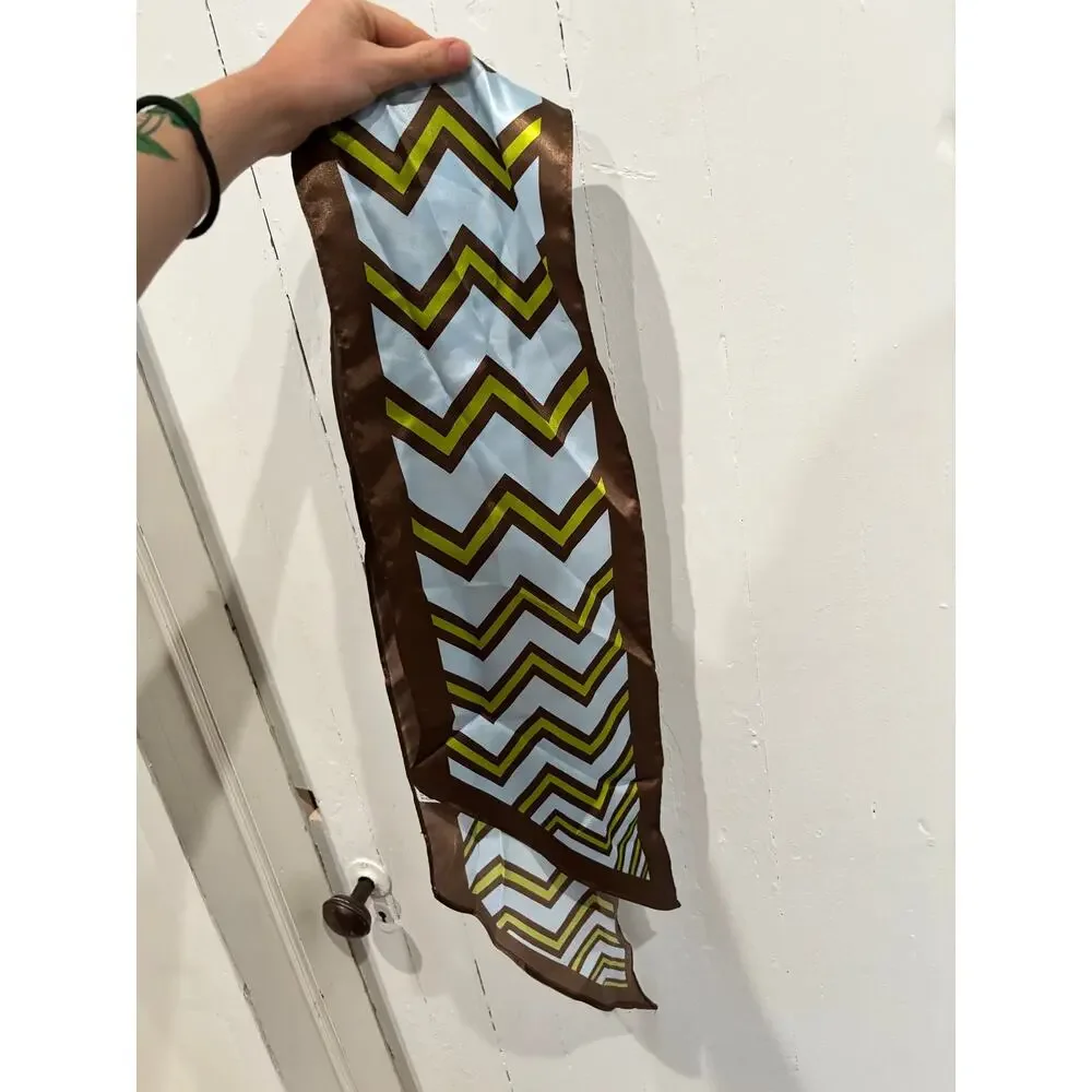 Silky Chevron Striped Ascot Scarf